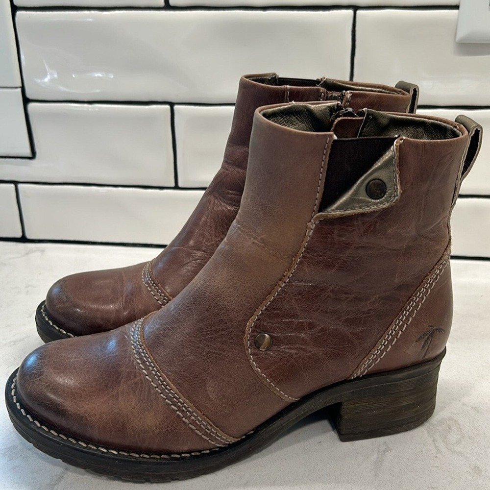 Dromedaris Boots Women 37/7 Brown Leather Ankle Bootie Hippie Outdoor Kassia - Picture 15 of 16